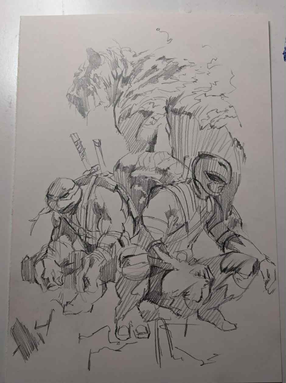 Ito Original Art MMPR / TMNT III #4 Cover Pencil Prelim Set (2
