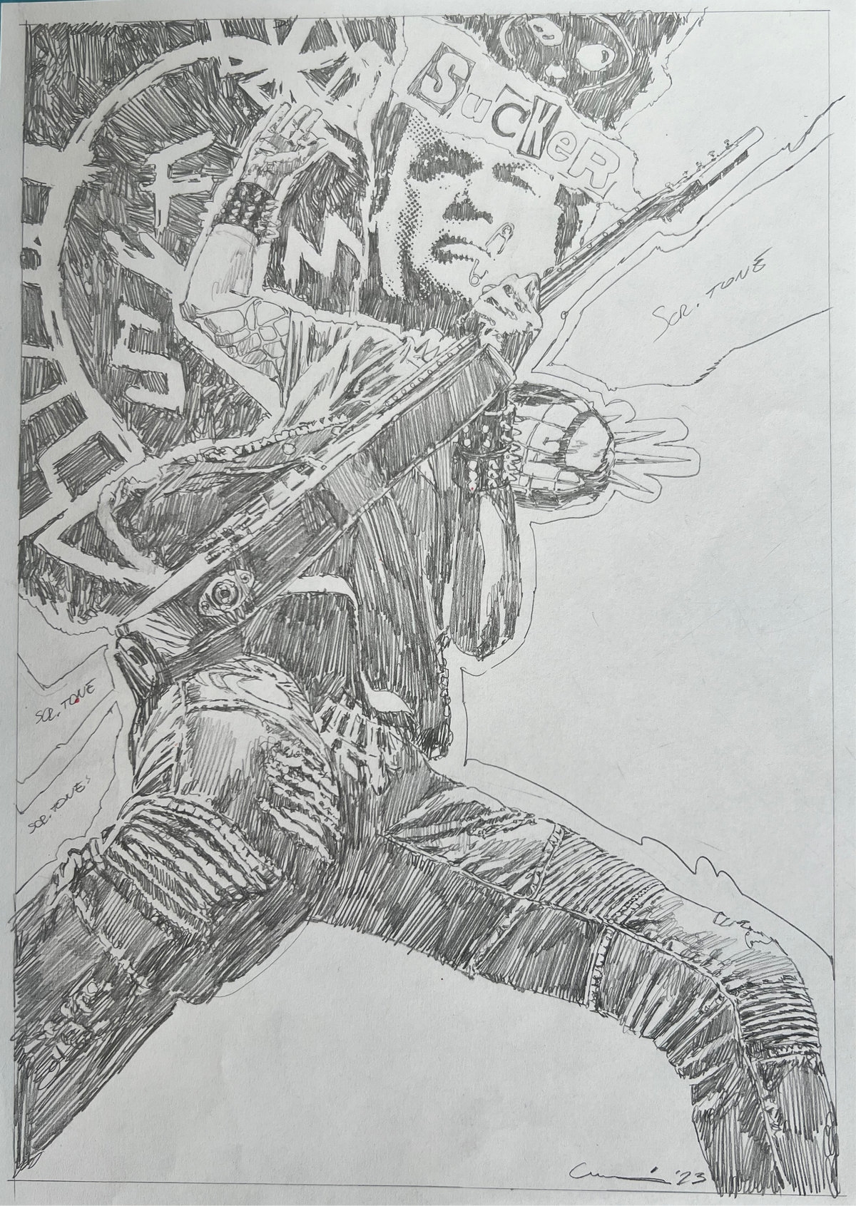 Andrea Cucchi Original Art Spider-Punk Pencil Sketch – Kirby's